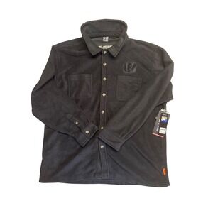 NFL Ultra Game Cincinnati Bengals Fleece Button Up Shirt Black XL QLMK656FCI